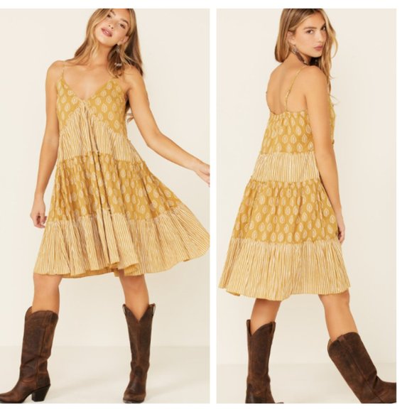 Sundance Dresses & Skirts - Sundance-Talisman Boho Western Mustard Charmed Dress Fit and Flare XL